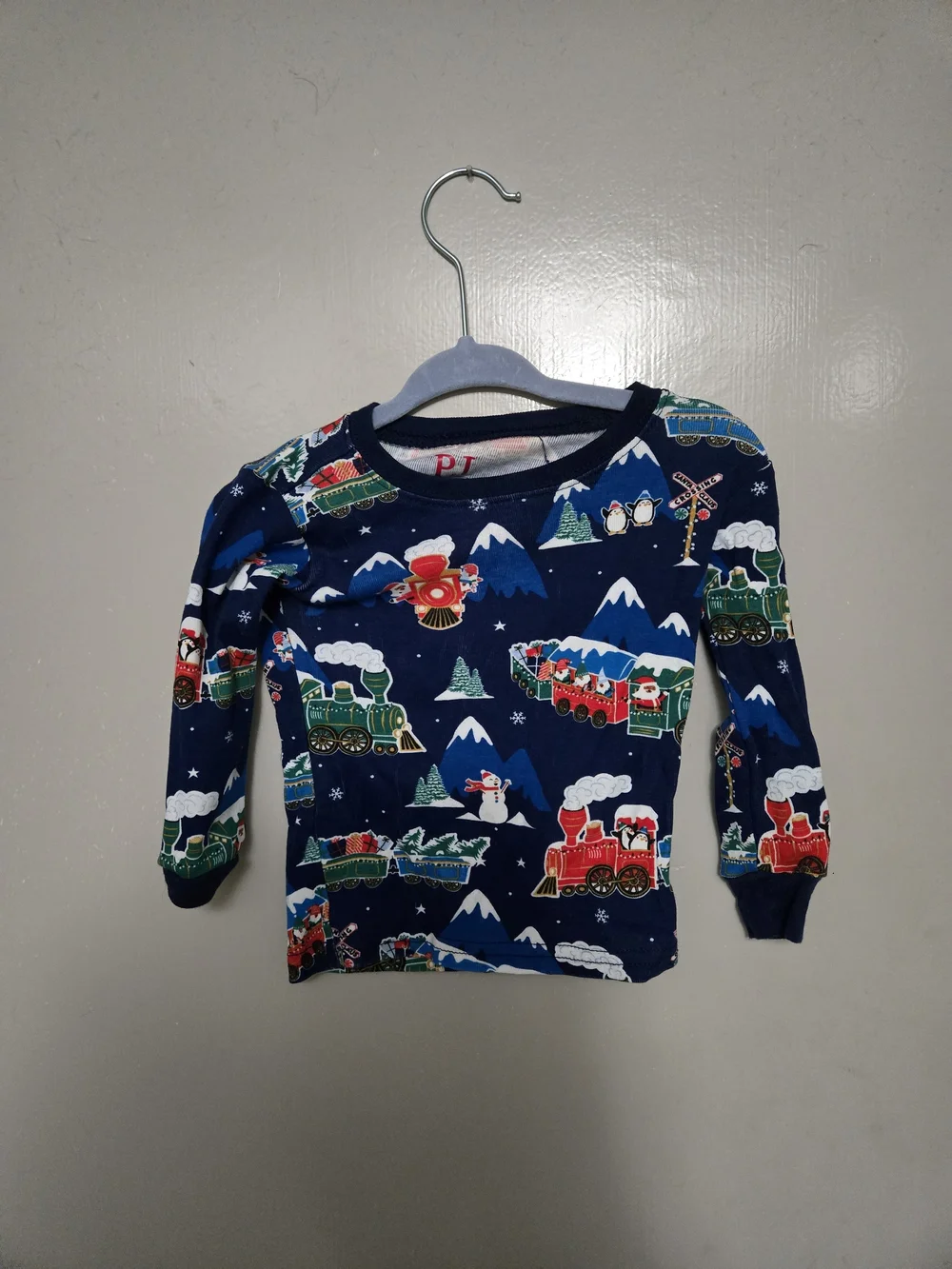The Children's Place Navy Blue Holiday Train Pajama Set